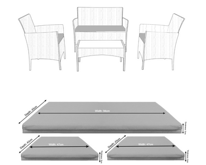 Seat Pad Set Replacement Rattan Chair Cushion Pad Waterproof Outdoor Garden Sofa