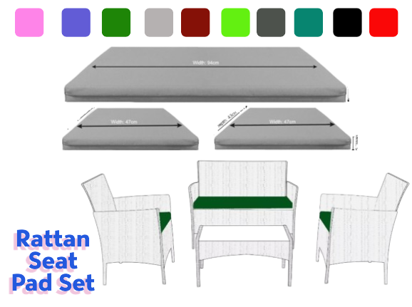 Seat Pad Set Replacement Rattan Chair Cushion Pad Waterproof Outdoor Garden Sofa