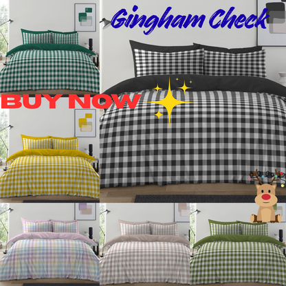 Gingham Moor Duvet Cover Set with Pillowcases, Soft Macrofibre Bedding Set