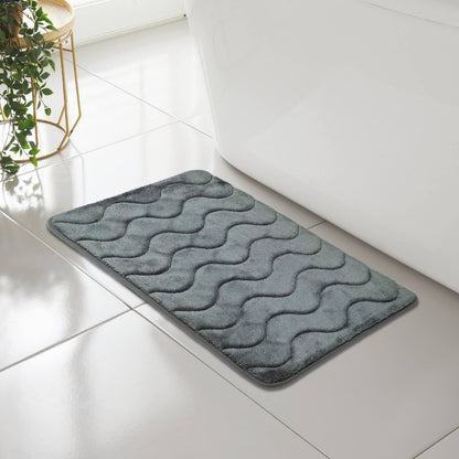 WAVE GREEK STYLE BATH MAT PEDESTAL SET NON SLIP TOILET BATHROOM RUGS 1 PIECE