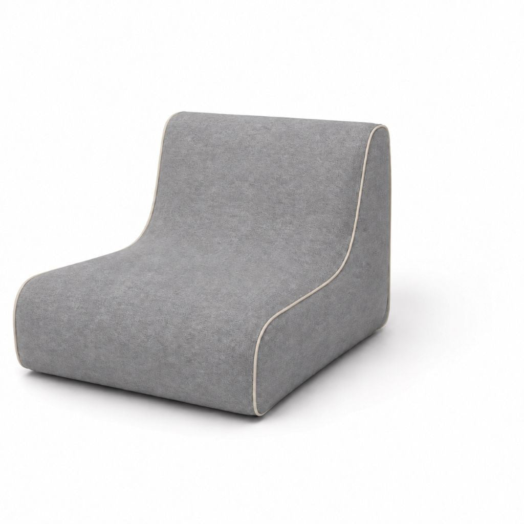 Close-up of the removable zipped cover on the inflatable sofa chair