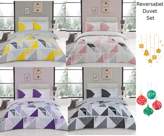 Mila Triangles Pattern Duvet Set Quilt Cover Sets All Seasons Soft Bedding Sets