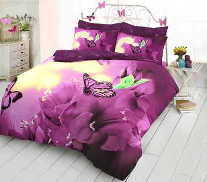 3D Butterfly Print Duvet Quilt Cover Set Single Double King Bed Size Bedding
