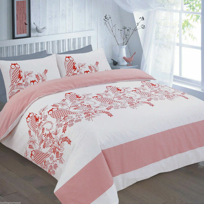 Owls Print Quilt Duvet Cover Set With Pillow Case single double Super King Size