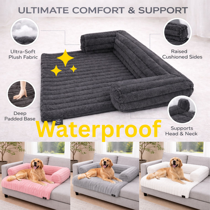 Luxuriously Soft Square Cord Pet Cushion Waterproof Non Slip Ribbed Plush Sofa