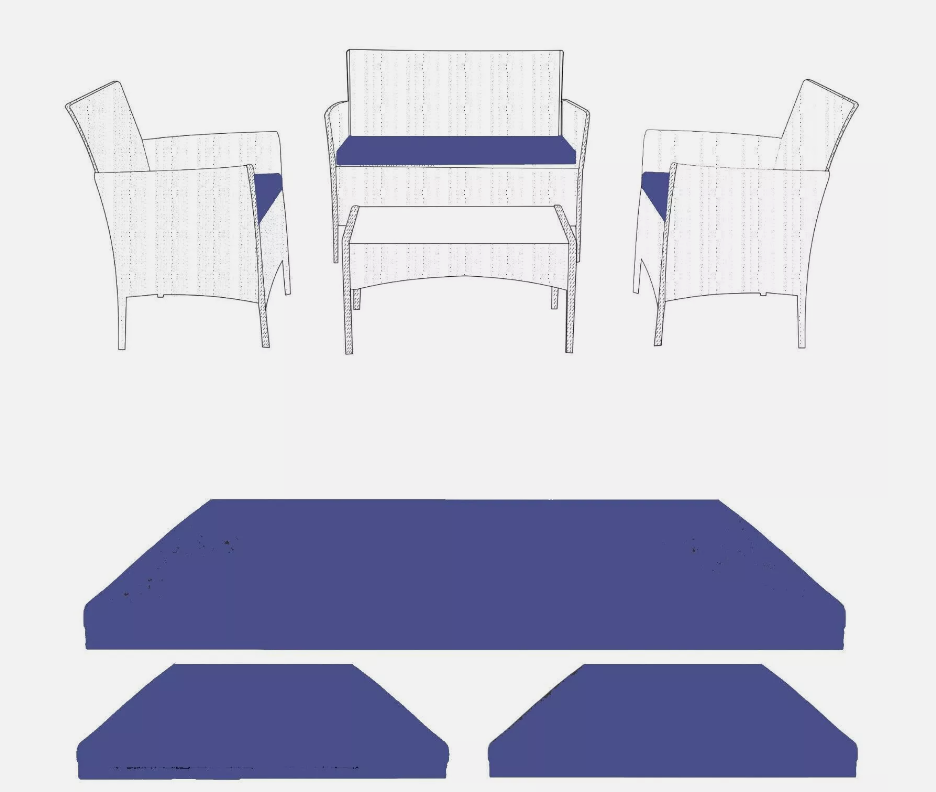 Seat Pad Set Replacement Rattan Chair Cushion Pad Waterproof Outdoor Garden Sofa