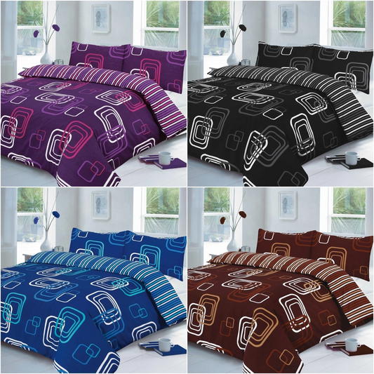 Blake Stripe Printed Duvet Quilt Covers Soft Easy Care Bed Linen Bedding Sets NZ
