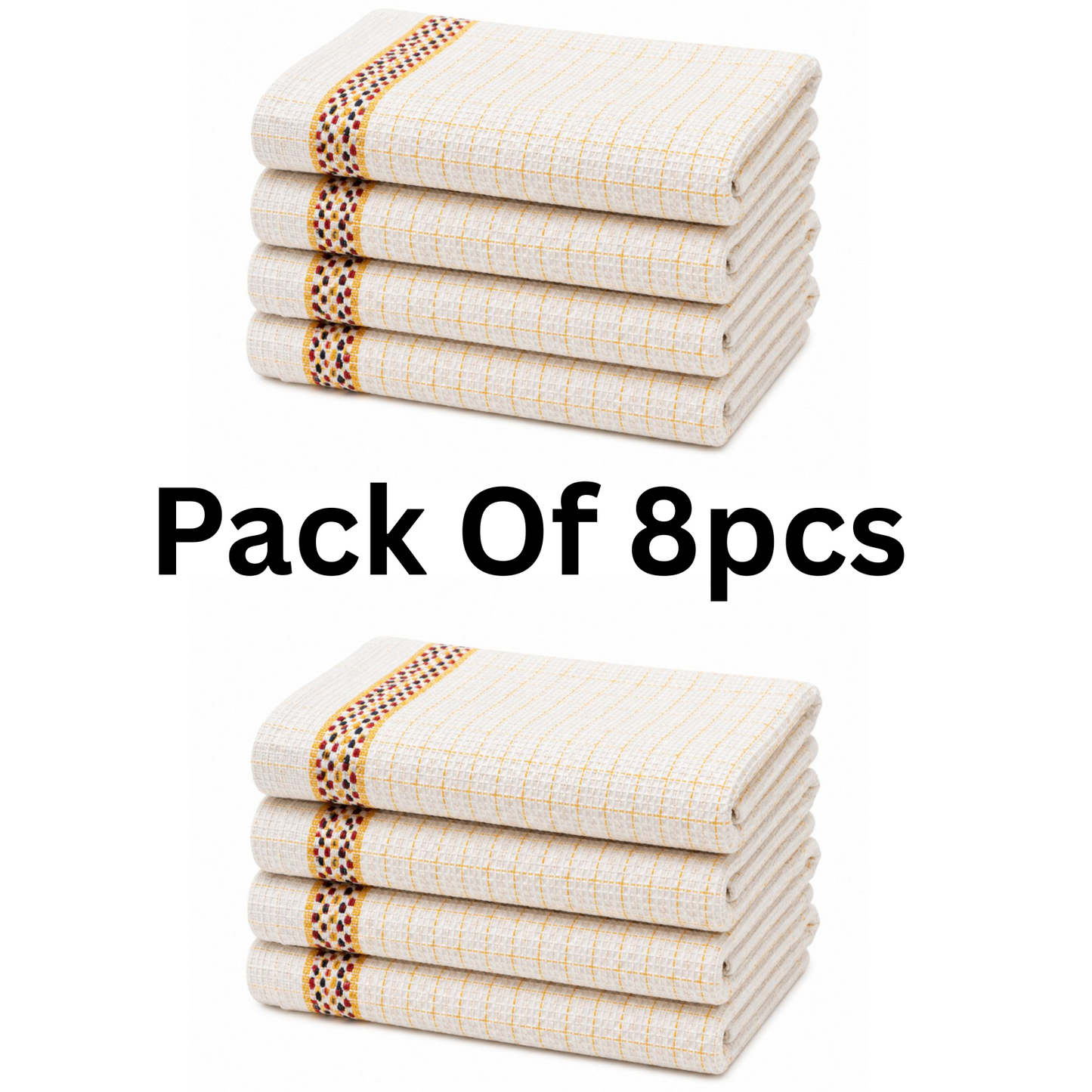 PACK OF 8 TEA TOWELS HAWAI 100% COTTON KITCHEN LUXURY TOWEL CHECK DESIGN