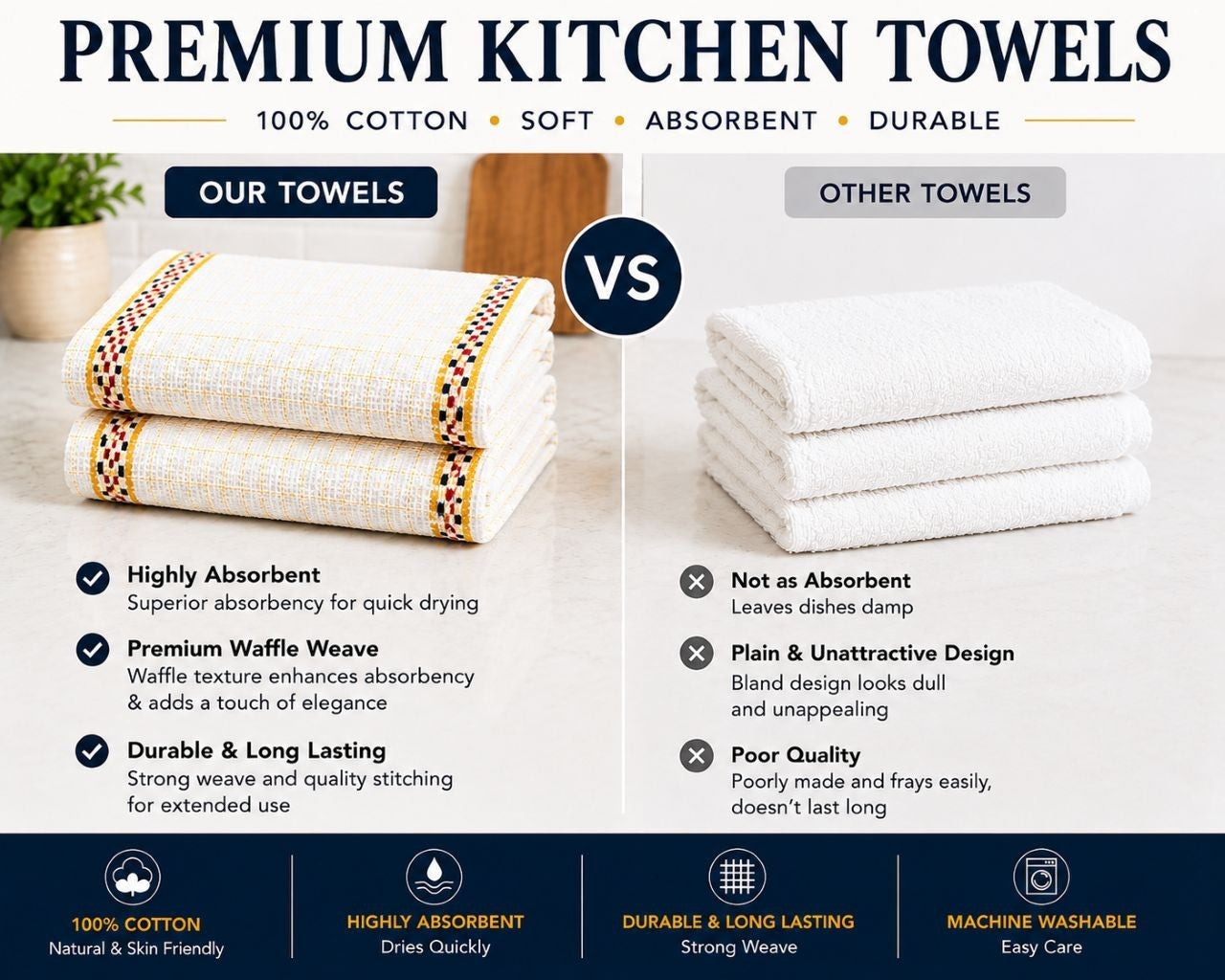 PACK OF 8 TEA TOWELS HAWAI 100% COTTON KITCHEN LUXURY TOWEL CHECK DESIGN
