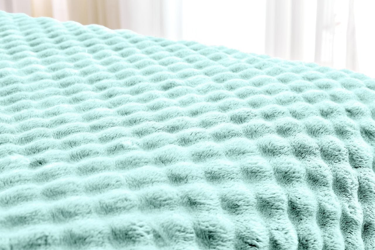 Bubble Jacquard Warm Cosy Teddy Sherpa Fleece Sofa Bed Throw Super Soft Blanket