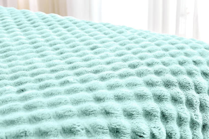 Bubble Jacquard Warm Cosy Teddy Sherpa Fleece Sofa Bed Throw Super Soft Blanket