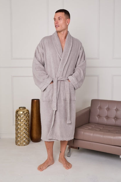 Unisex Terry Towelling 100% Cotton Shawl Collar Bathrobes Dressing Gown Robes