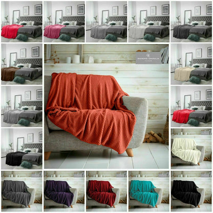 Luxury Popcorn Throws Single Double King Cuddly Cosy Warm Blanket For Sofa Bed