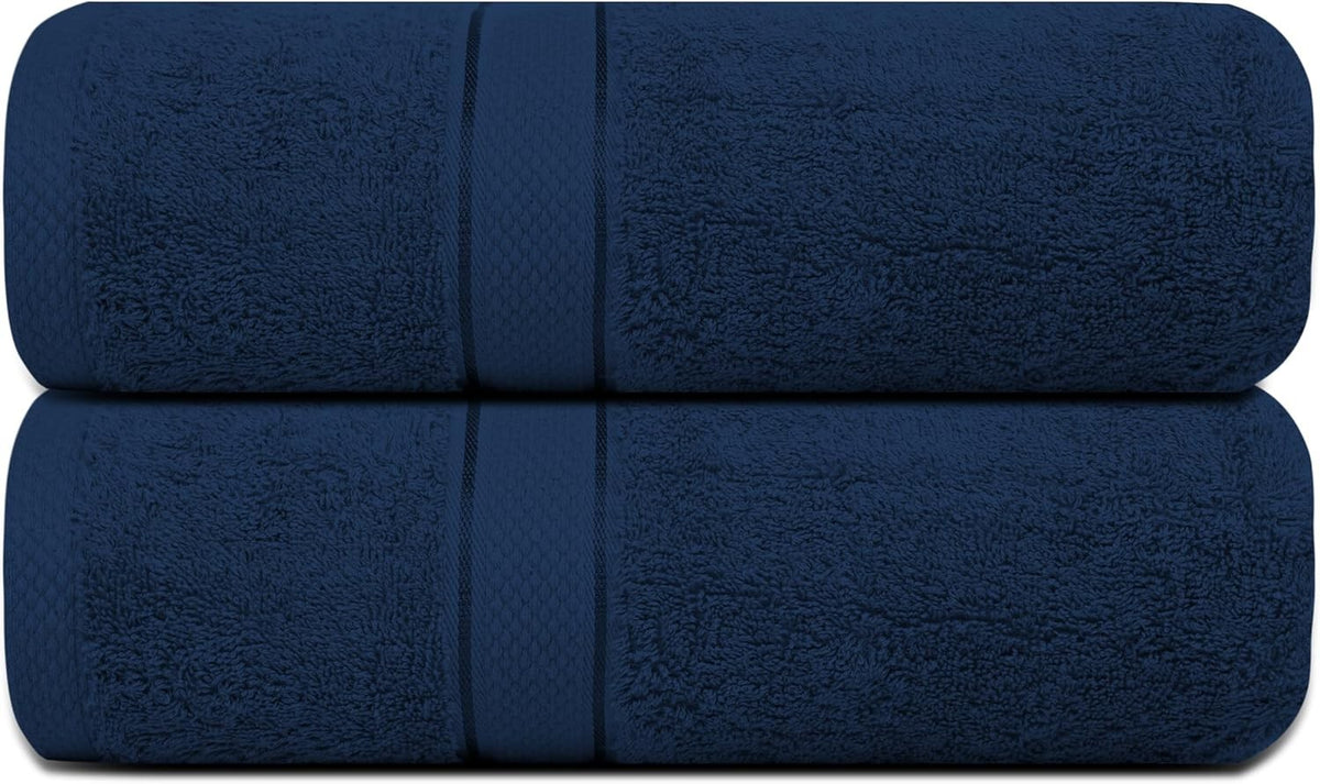 Colour range of Egyptian cotton bath towels shown together