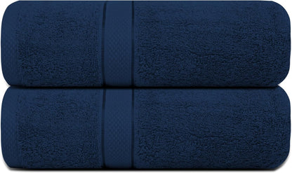 Colour range of Egyptian cotton bath towels shown together
