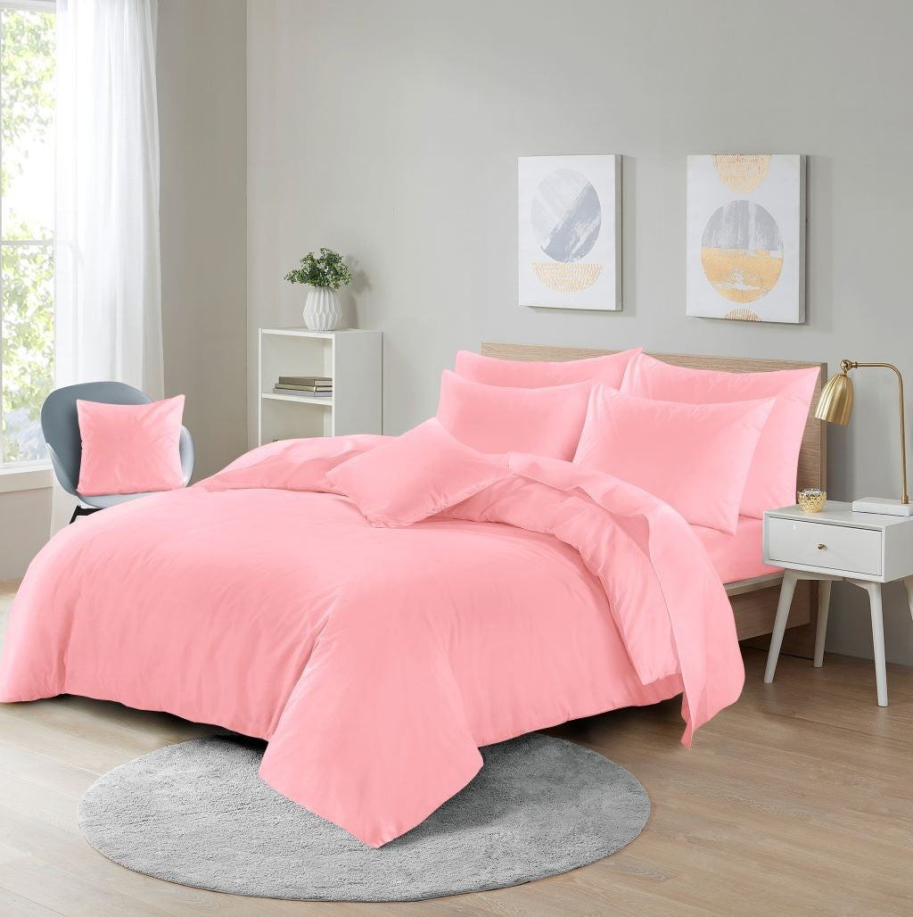 Cream and latte neutral microfibre duvet covers shown in cosy bedroom