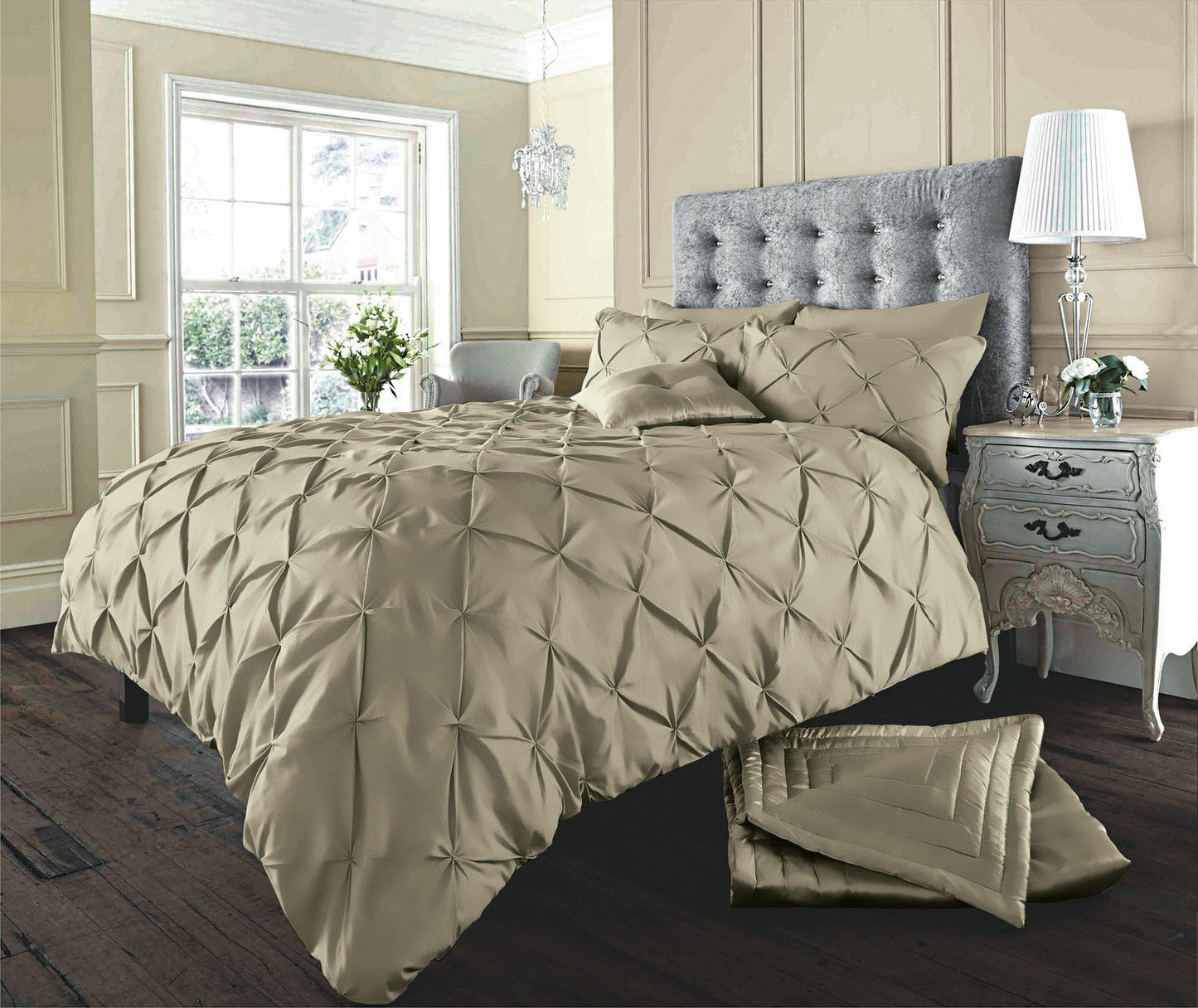 Pintuck Bedding Set Duvet Cover Single Double Super King Size Quilt Quilt Ruched