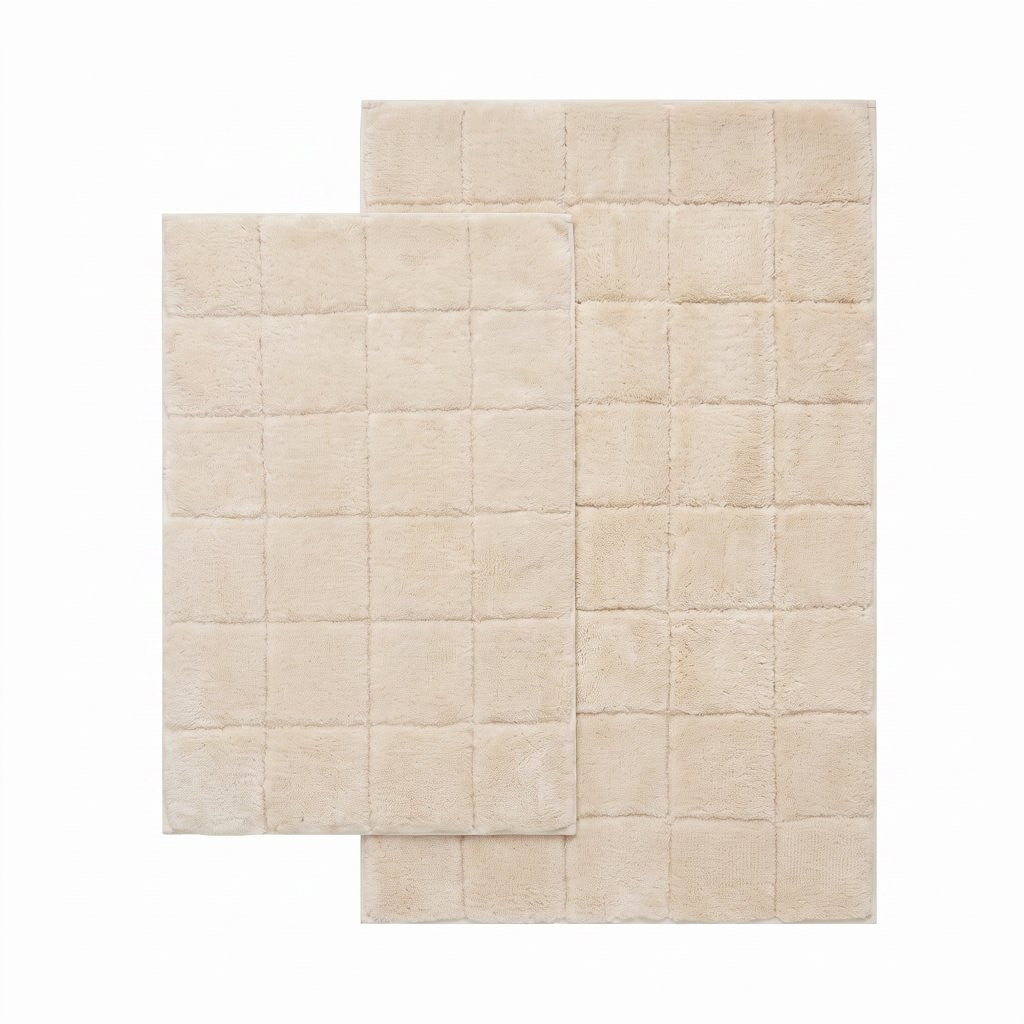 MaxWell 2 piece bath mat set in natural beige
