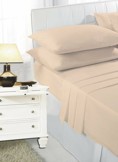 Easy Care Plain Dyed Fitted Bed Sheets 4 Ft Bunk Single Double King Super King