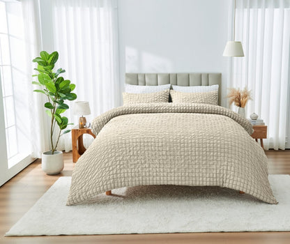 Truro  Seersucker Duvet Cover Set Soft Breathable Bedding Quilt Double King Size
