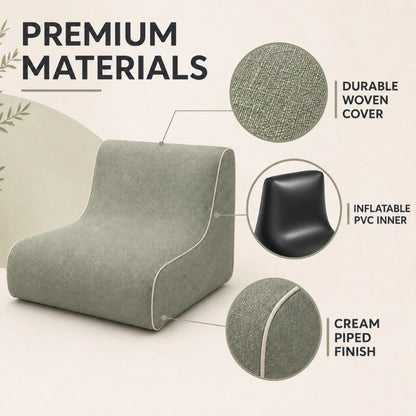 Inflatable sofa chair in grey for living rooms and gaming corners
