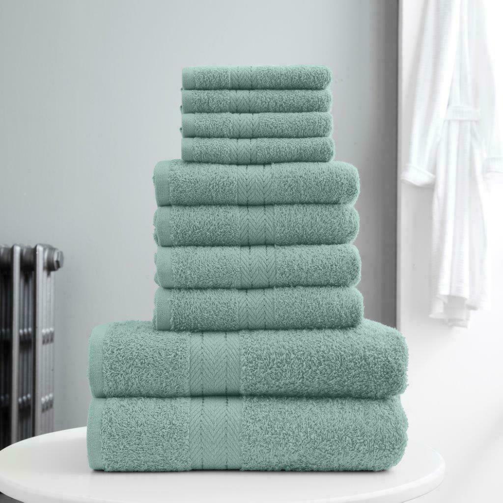10pcs Towel Bale Set 100% Egyptian Combed Soft Cotton Face, Hand, Bath Towels