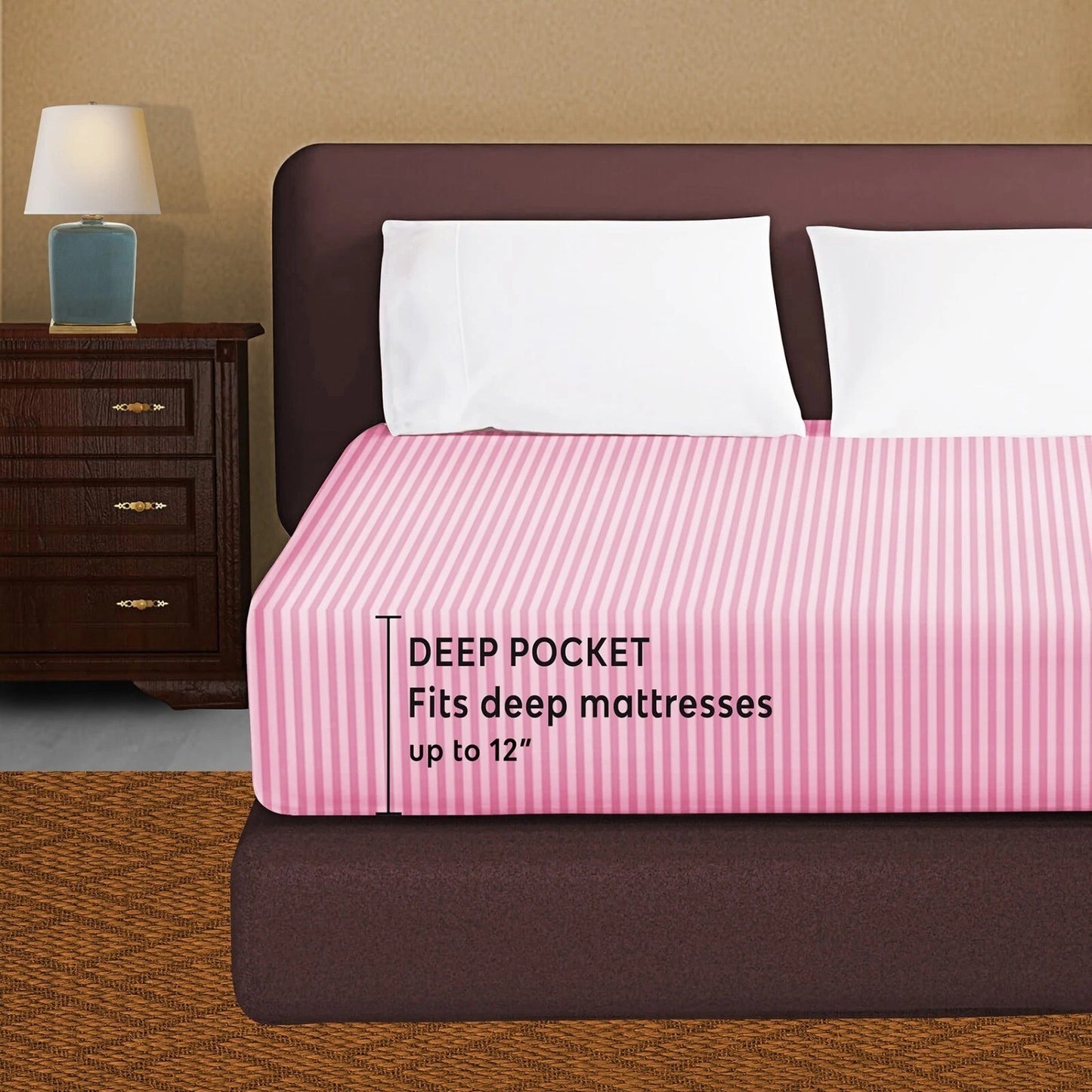100% Egyptian Pcotton Fitted Sheet 30Cm Extra Deep 300tc Bedsheets Single Double