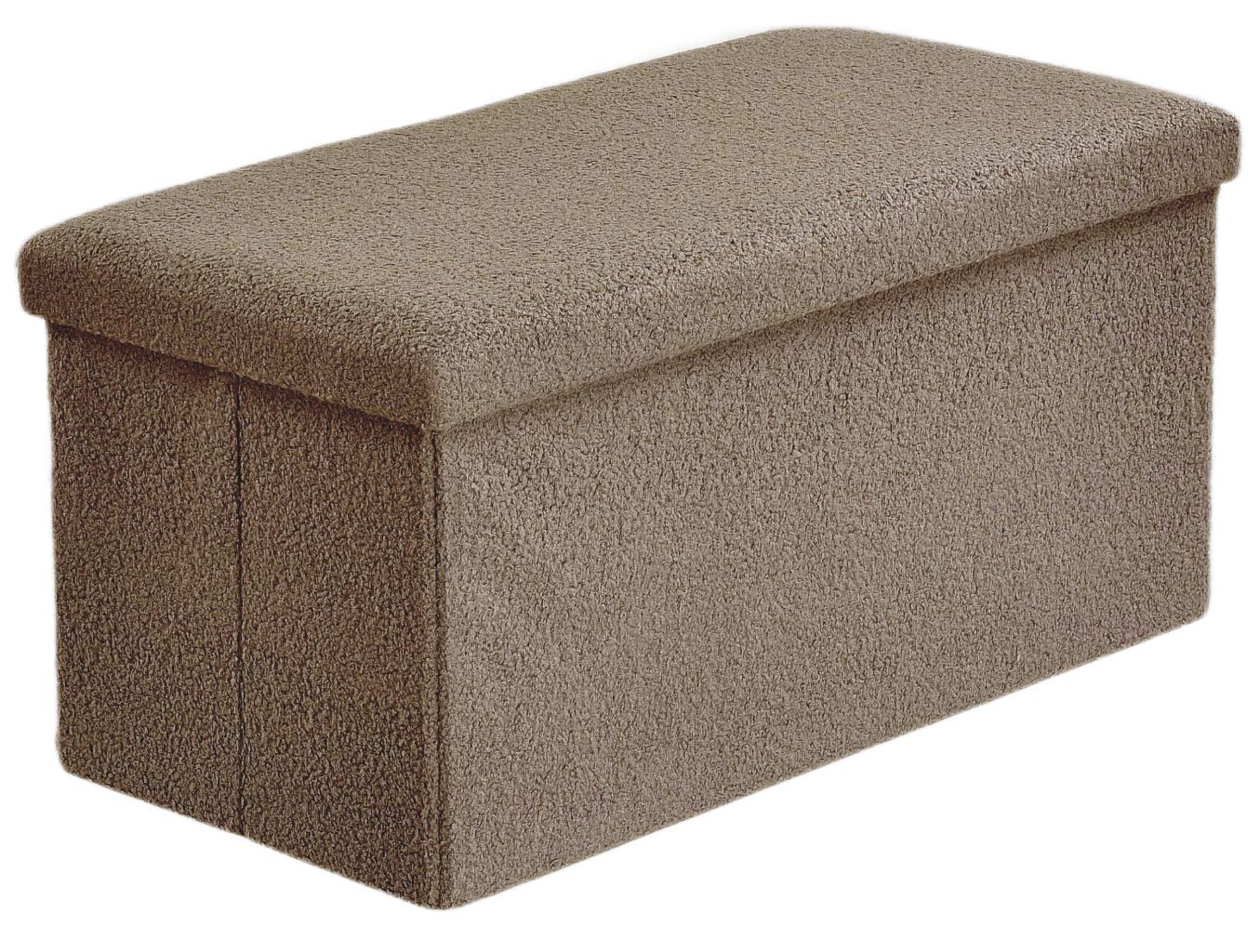 Ottoman Folding Boucle Storage Box Teddy Bear Collapsible Toy Chest Small Large