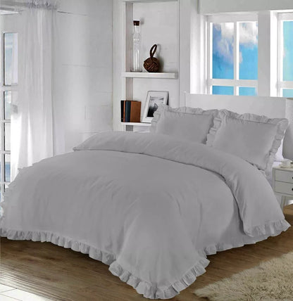 Stylish Design Santiago FRILL Duvet Quilt Cover + Pillow Case Bed Set All Size