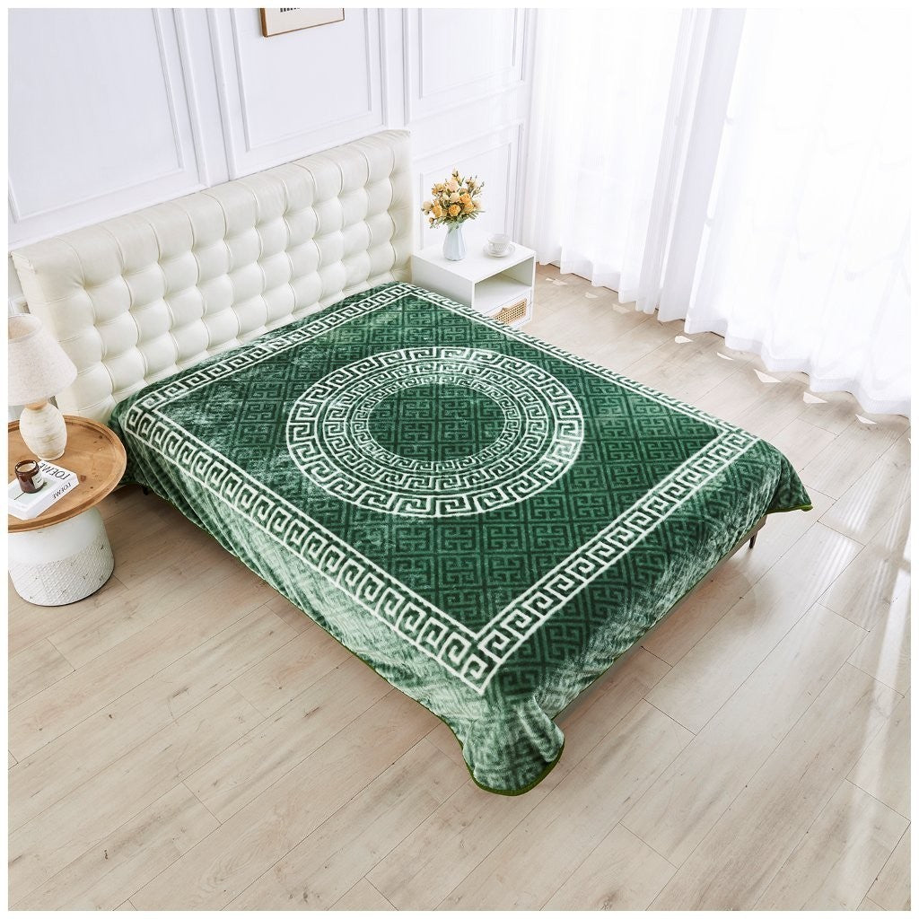 Luxury Apollo Greek Key Blanket Warm Cosy Mink Fleece Sofa Bed Travel Throw Over