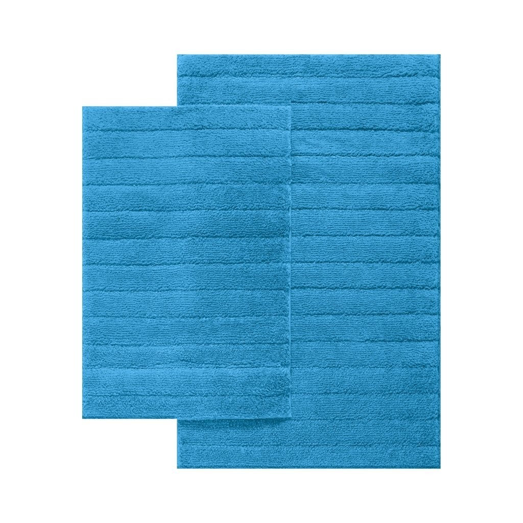 Cleo ribbed bath mat set in charcoal grey