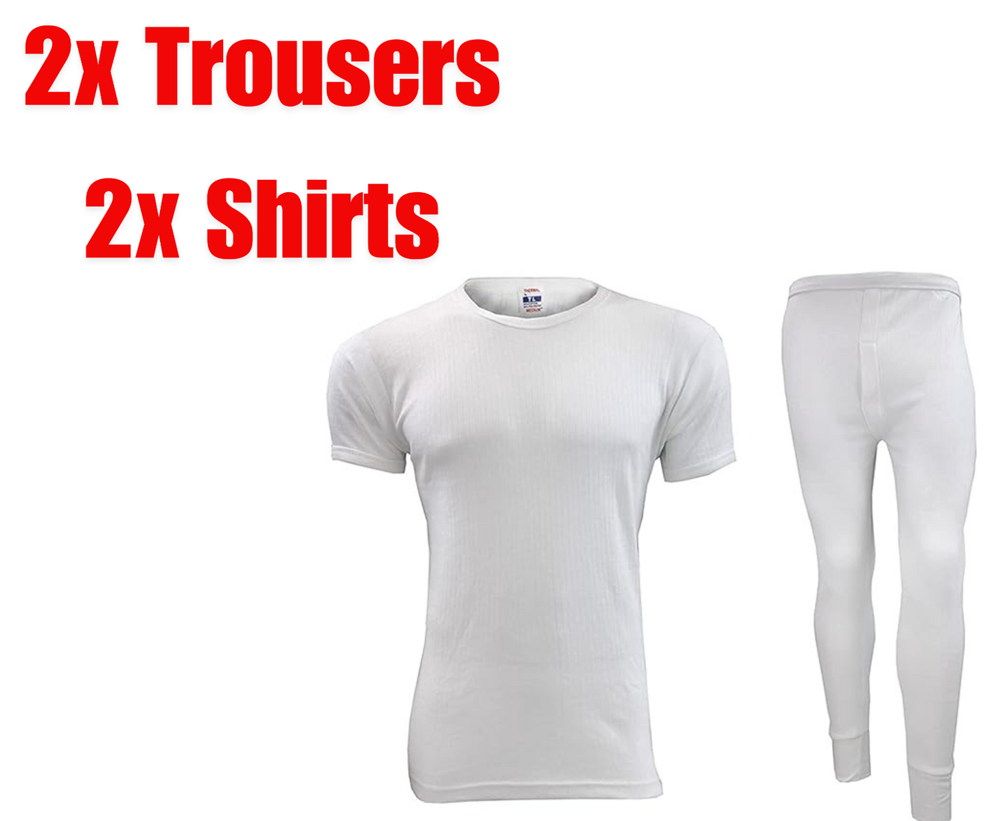 2 Full Set Mens Thermal Underwear Half Sleeve Vest Top Bottom Long Johns