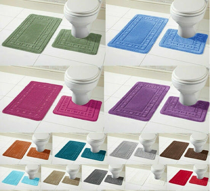 2 Piece Bath Mat & Pedestal Set Non Slip Bathroom Set Miami Bathmats Easy Care