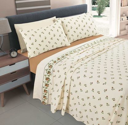 Rose Bud and Olivia Floral Luxury Thermal Brushed Cotton Flannelette Sheet Set