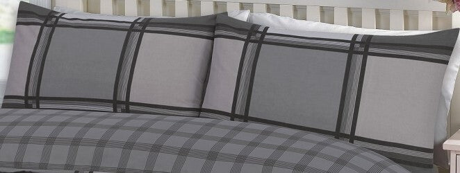 LOGAN Tartan Check DUVET COVER & Pillowcases Reversible Quilt Cover Bedding sets