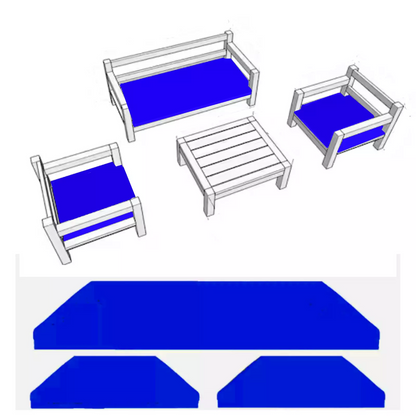 Rattan Chair Cushion Set Garden Sofa Seat Pad 3pc Replacement Set Outdoor Garden