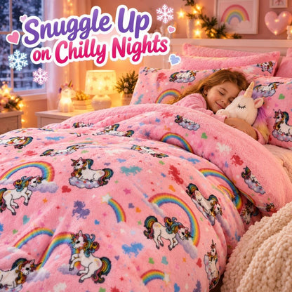 Teddy fleece duvet cover and pillowcase set as a Christmas gift for kids