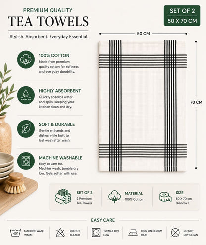 8 PCS 100% COTTON  WAFFLE  TEA TOWELS KITCHEN TOWEL CHECK DESIGN HIGH ABSORBER
