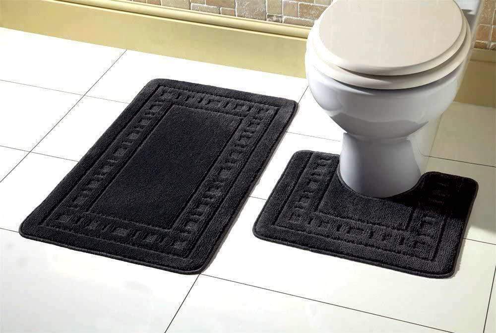 2 Piece Bath Mat & Pedestal Set Non Slip Bathroom Set Miami Bathmats Easy Care