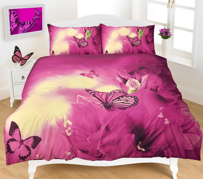3D Butterfly Print Duvet Quilt Cover Set Single Double King Bed Size Bedding