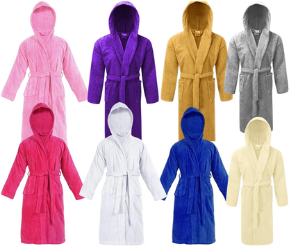 Cotton Hooded Thick Bathrobe Towelling Mens & Ladies Bath Robe Dressing Gown