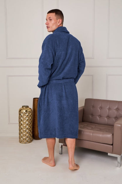 Unisex Terry Towelling 100% Cotton Shawl Collar Bathrobes Dressing Gown Robes