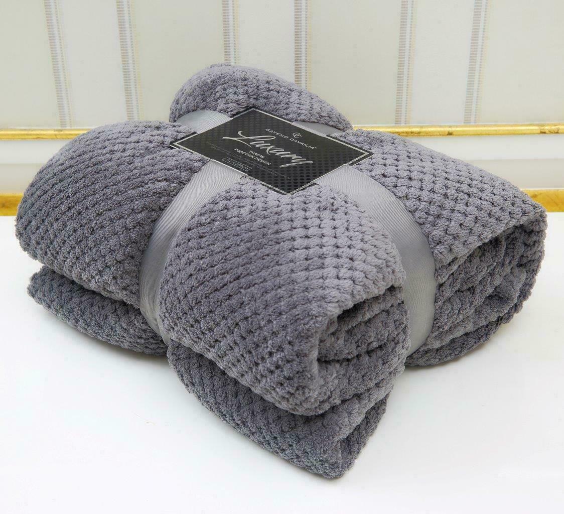 Luxury Popcorn Throws Single Double King Cuddly Cosy Warm Blanket For Sofa Bed