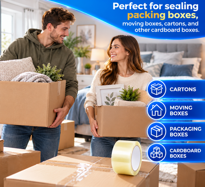 Multipack of transparent box sealing tape rolls for posting parcels