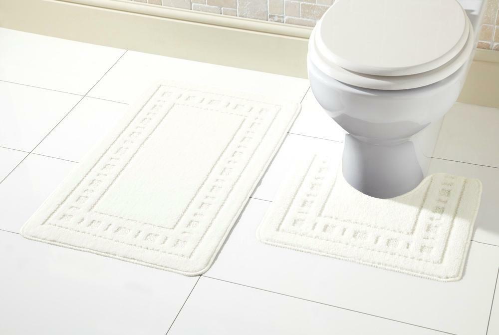 2 Piece Bath Mat & Pedestal Set Non Slip Bathroom Set Miami Bathmats Easy Care