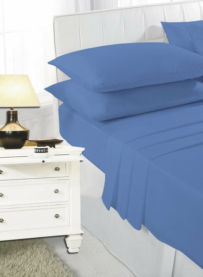 Easy Care Plain Dyed Flat Bed Sheets 4 Ft Bunk Single Double King Super King