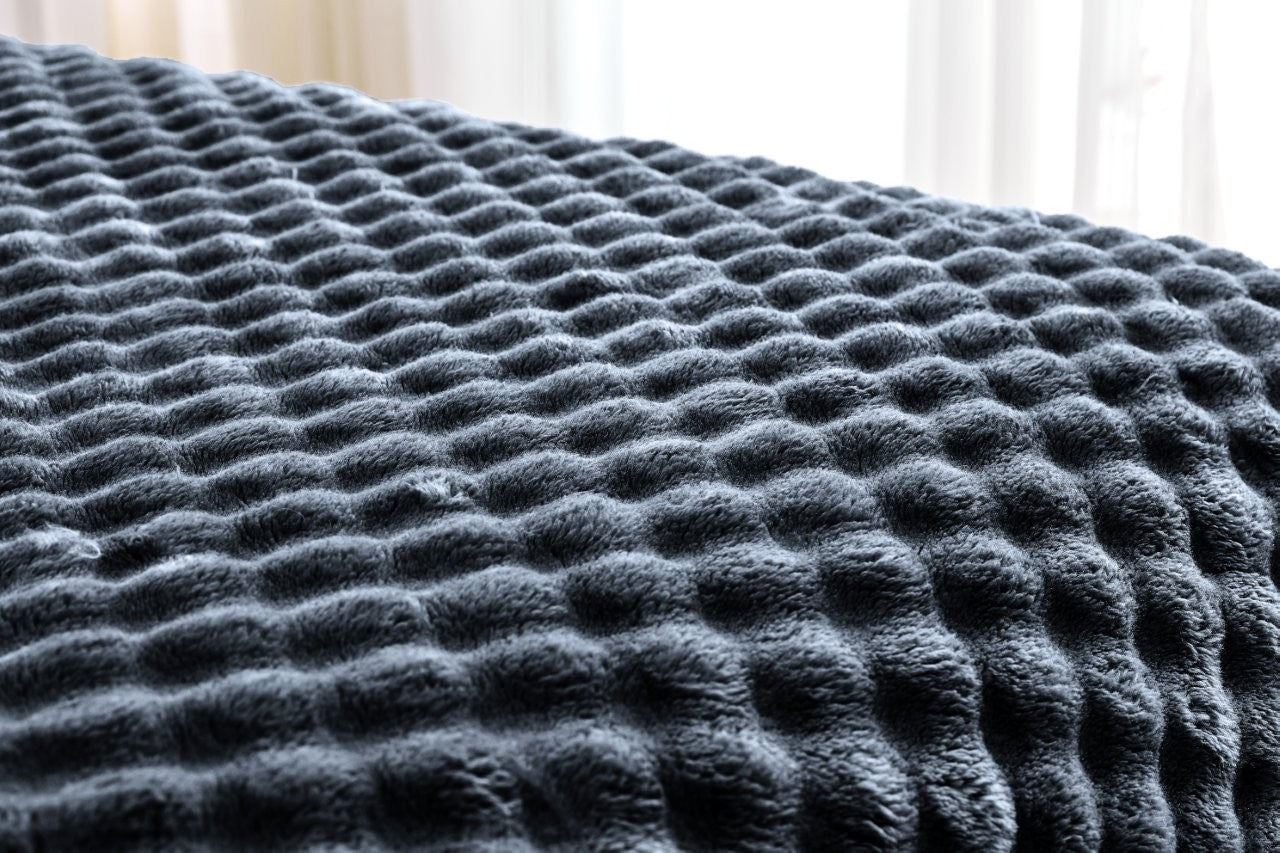 Bubble Jacquard Warm Cosy Teddy Sherpa Fleece Sofa Bed Throw Super Soft Blanket