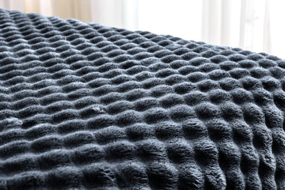 Bubble Jacquard Warm Cosy Teddy Sherpa Fleece Sofa Bed Throw Super Soft Blanket