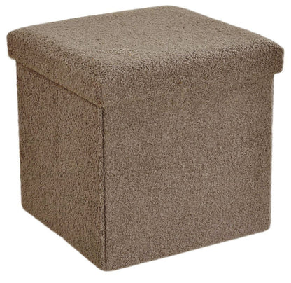 Ottoman Folding Boucle Storage Box Teddy Bear Collapsible Toy Chest Small Large