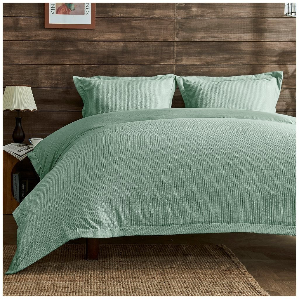 Seersucker Newry Duvet Quilt Cover Pillow Case Bedding Bed Set 5 Colours